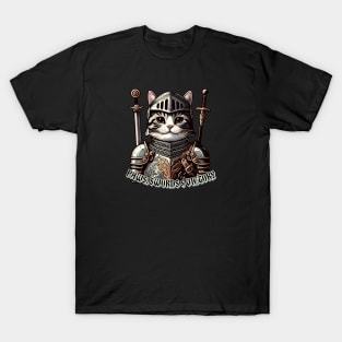 Victorious Feline Knight - Cat in Medieval Armor with Sword T-Shirt